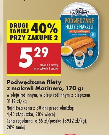 Podwędzane filety z makreli oleju roślinnym z pieprzem Marinero promocja