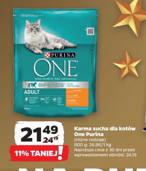 Karma dla kota adult kurczak i pełne ziarna Purina one promocja w Netto