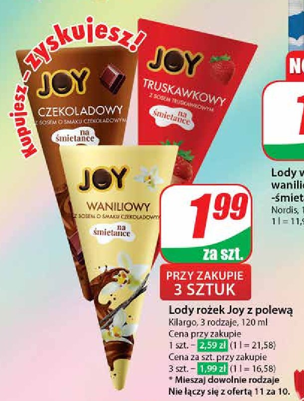 Lody rożek waniliowo truskawkowe Augusto joy promocja