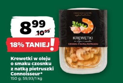Krewetki w oleju z smaku czosnku z natką pietruszki Connoisseur promocja w Netto