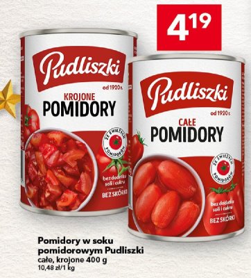 Pomidory w soku pomidorowym Pudliszki całe promocja w LEWIATAN