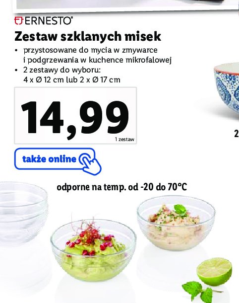 Zestaw misek szklanych 4 x 12 cm + 2 x 17 cm Ernesto promocja