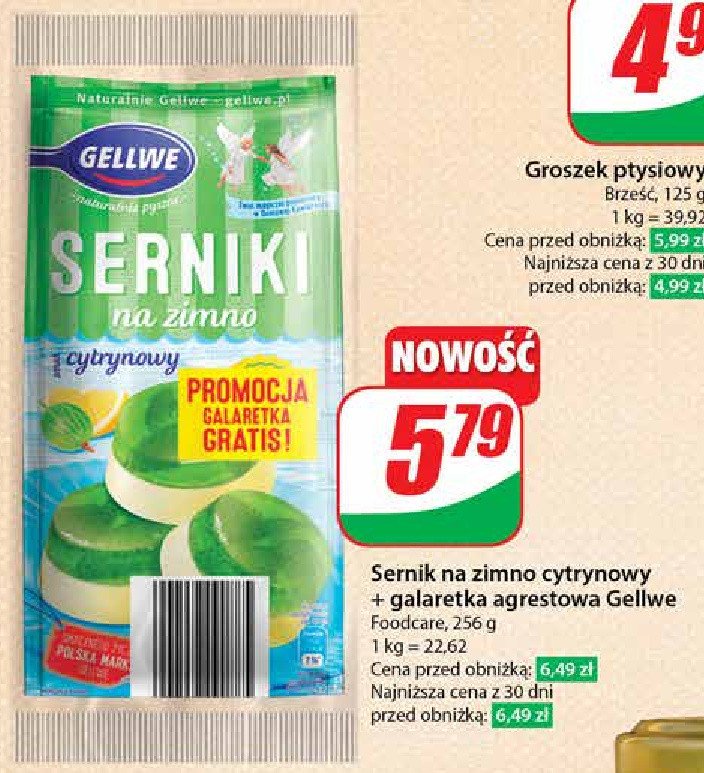 Sernik na zimno cytrynowy + galaretka agrestowa Gellwe promocja