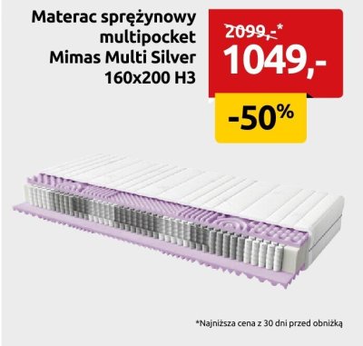 Materac sprężynowy multipocket Mimas Multi Silver 160x200 H3 promocja w Black Red White