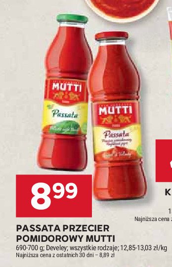 Passata pomidorowa z bazylią Mutti promocja