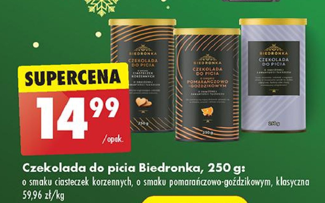 Czekolada do picia o smaku pomarańczowo-goździkowym Biedronka promocja