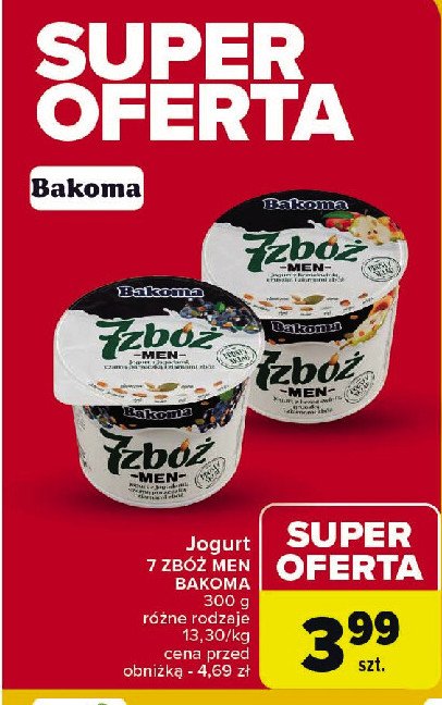 Jogurt jabłko-pomarańcza Bakoma 7 zbóż men promocja