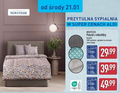 Pościel z mikrofibry komplet 160x200 cm + 2x 70x80 cm promocja w Aldi