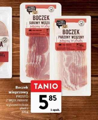Boczek Boczek wieprzowy PROSTO Z WĘDLINIARNI wybrane rodzaje plastry 100 g promocja w Intermarche