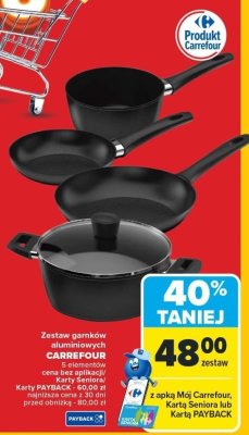 Zestaw garnków aluminiowych 5 elementów CARREFOUR promocja