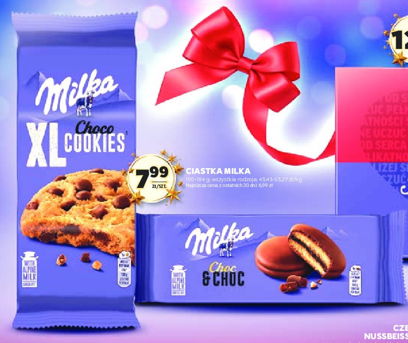 Ciastka z kawałkami czekolady Milka xl cookies promocja w Stokrotka