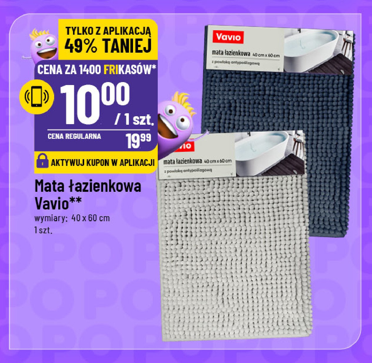 Mata łazienkowa 40 x 60 cm Vavio promocja w POLOmarket