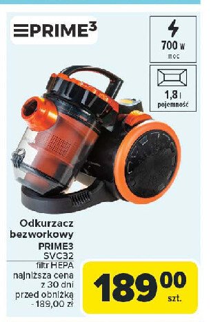 Odkurzacz bezworkowy svc32 Prime3 promocja w Carrefour