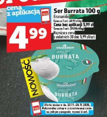 Ser Burrata 100 g promocja w TOPAZ