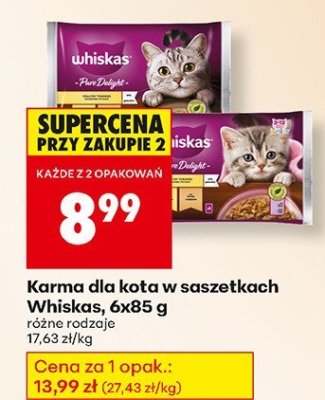 Karma dla kota w saszetkach Whiskas, 6x85 g promocja w Biedronka