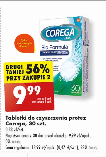 Tabletki do czyszczenia protez bio formula Corega tabs promocja w Biedronka