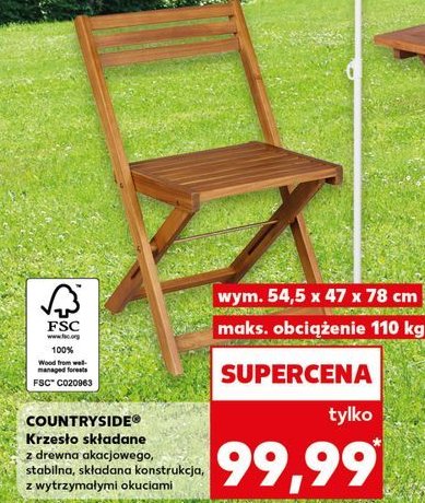 Krzesło drewniane składane K-classic countryside promocja w Kaufland
