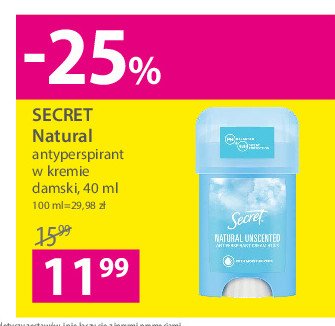 Antyperspirant Secret natural unscented promocja
