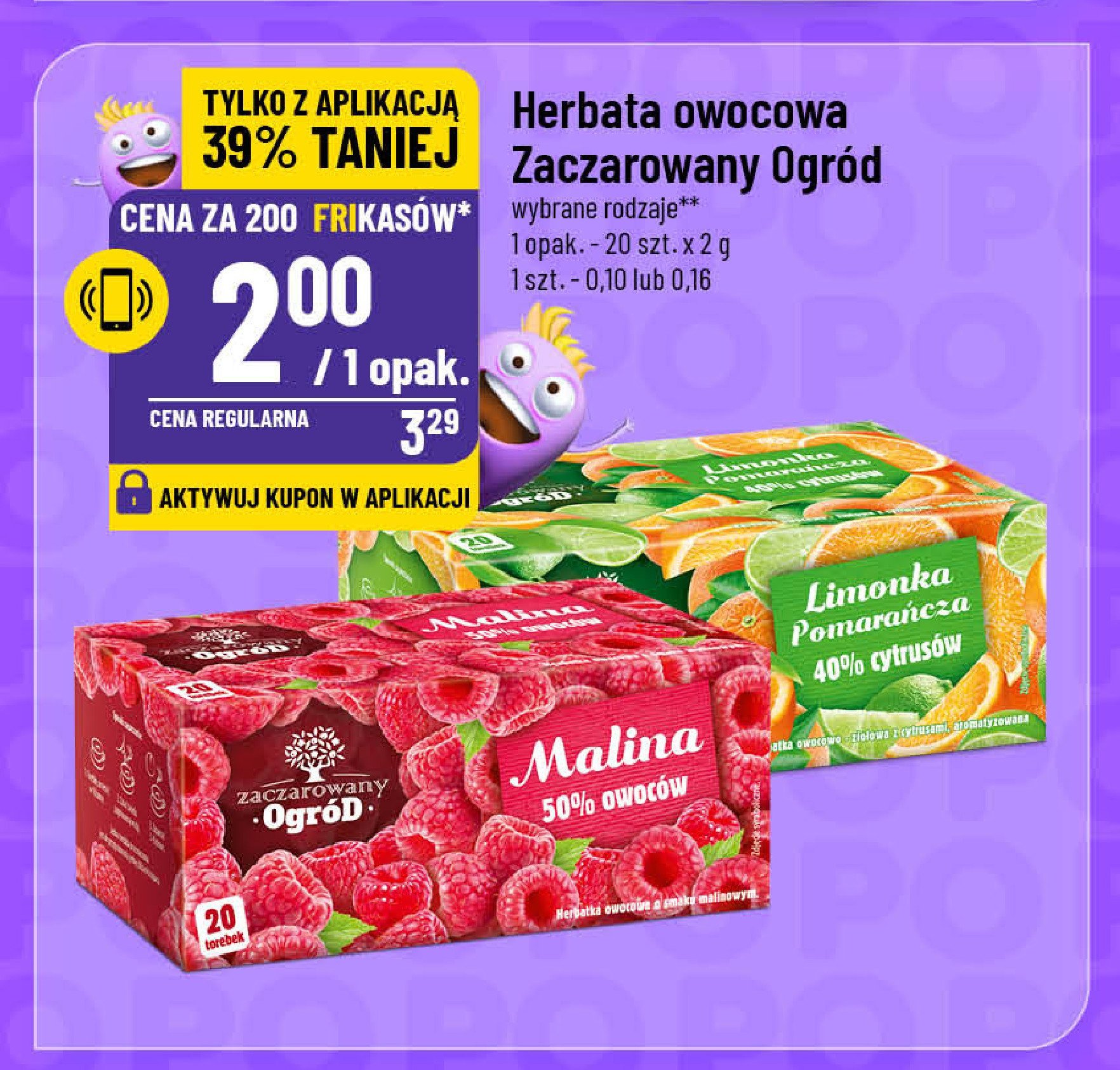 Herbatka owocowa limonka pomarańcza Zaczarowany ogród promocja