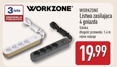 Listwa zasilająca 4 gniazda WORKZONE promocja w Aldi