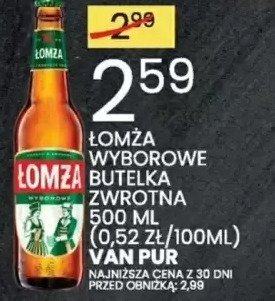 Łomża wyborowe butelka zwrotna 500 ML (0,52 zł/100ML) Van Pur promocja w Wafelek