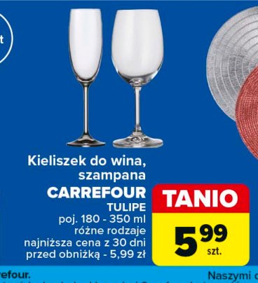 Kieliszek do szampana tulipe Carrefour promocja