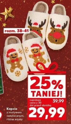 Kapcie z motywem świątecznym rozm. 38-41 promocja w Kaufland
