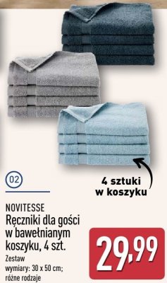 Ręczniki Ręczniki dla gości w bawełnianym koszytku NOVITESSE promocja w Aldi
