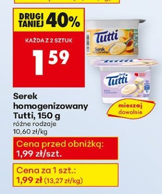 Serek homogenizowany Tutti, 150 g: różne rodzaje, mieszaj dowolne promocja w Biedronka