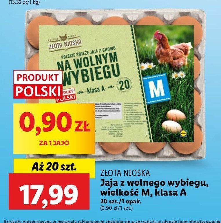 Jaja kl. m z wolnego wybiegu Złota nioska promocja