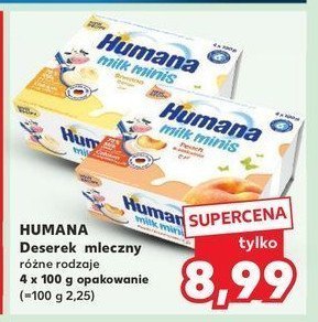 Deserek jogurtowy o smaku brzoskwiniowym HUMANA MILK MINIS promocja