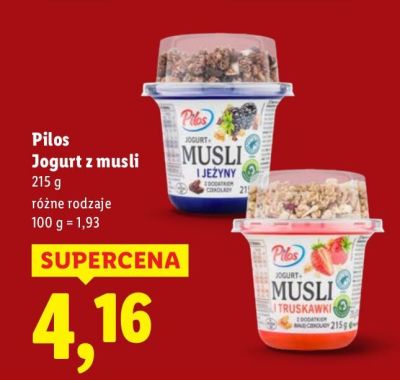 Jogurt z musli Pilos różne rodzaje promocja w Lidl