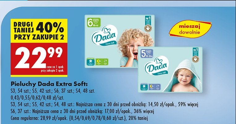 Pieluszki dla dzieci 5 Dada extra soft promocja