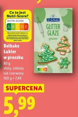 Lukier w proszku Belbake złoty, zielony lub czerwony promocja w Lidl