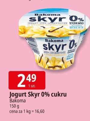 Jogurt Skyr 0% cukru Bakoma promocja w Leclerc