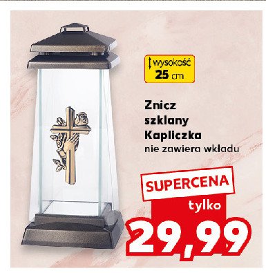 Znicz szklany kapliczka 25 cm promocja w Kaufland