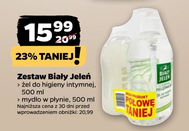 Zestaw: żel do higieny intymnej 500 ml + mydło w płynie 500 ml Biały jeleń zestaw promocja w Netto