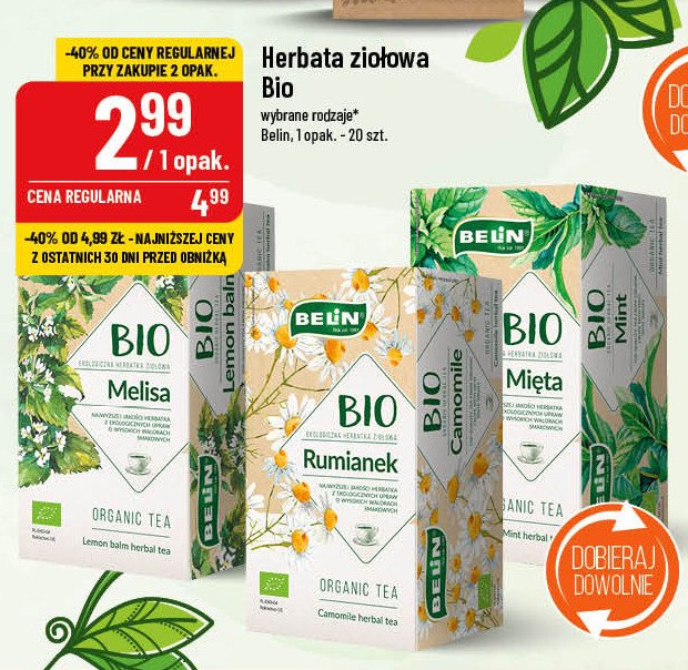 Herbata mi臋ta bio Belin promocja