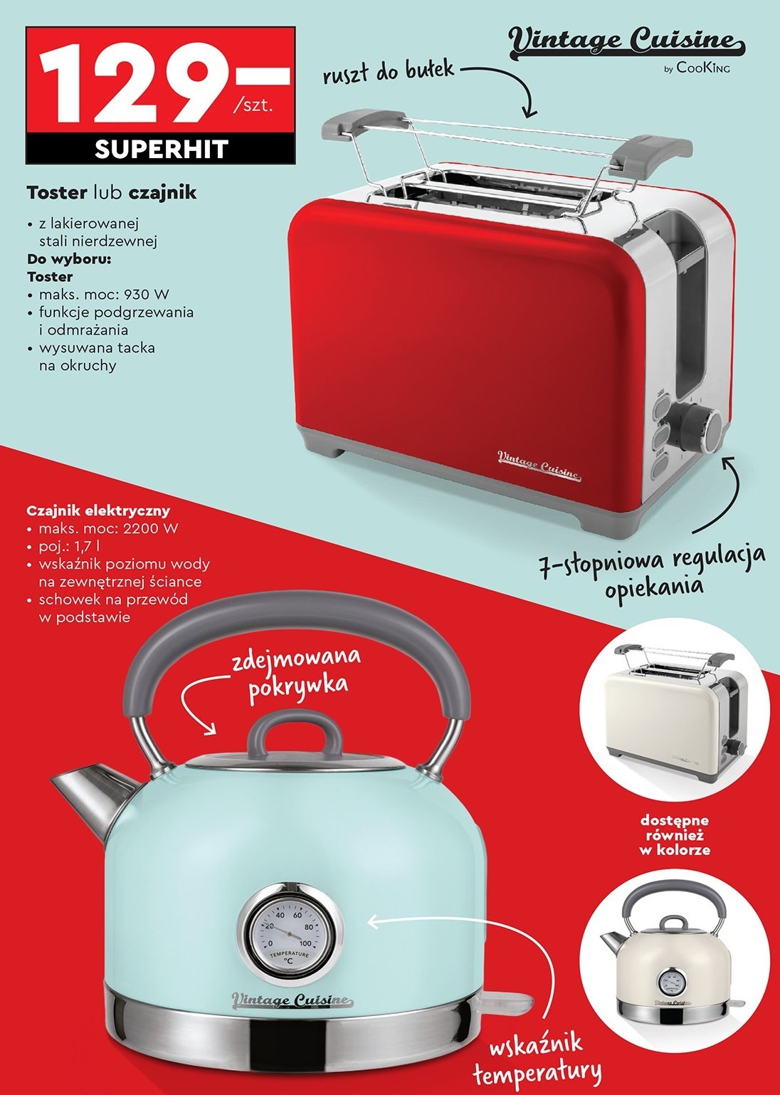 Czajnik elektryczny 1.7 l Vintage cuisine by cooking promocja