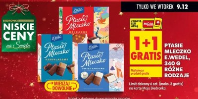 Czekolada ptasie mleczko E.Wedel różne rodzaje, 340 g promocja w Biedronka