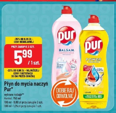 Płyn do mycia naczyń Pur promocja w POLOmarket