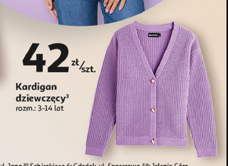 Kardigan dziewczęcy Auchan inextenso promocja w Auchan