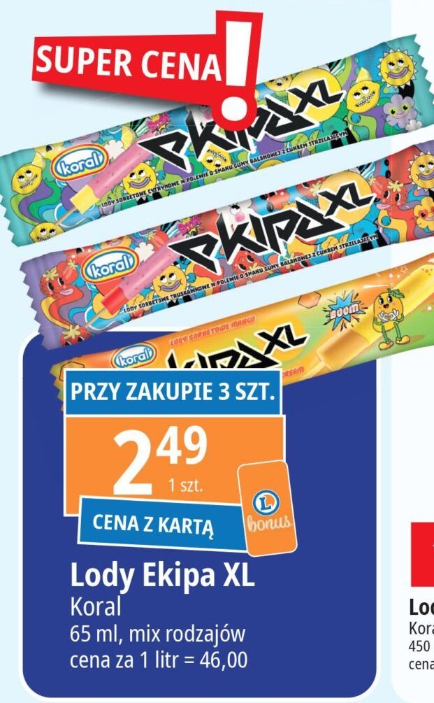 Lód ekipa xl sorbet pomarańczowy Koral promocja