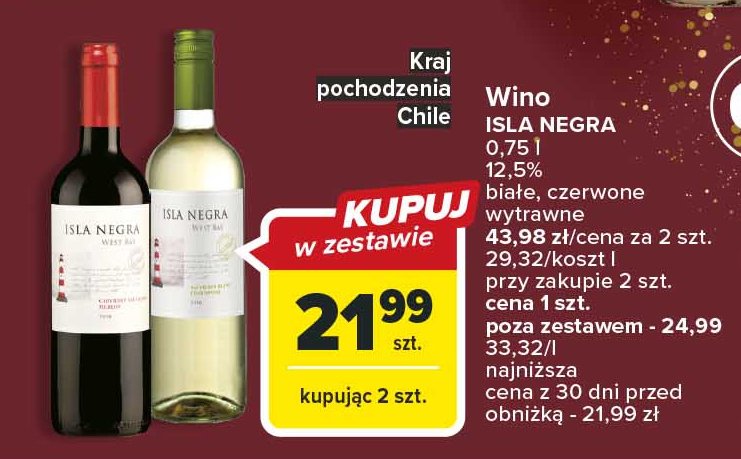 Wino ISLA NEGRA SAUVIGNON BLANC RESERVE promocja