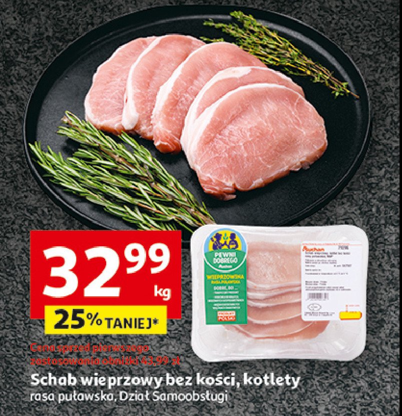 Schab wieprzowy bez kości kotlety Auchan pewni dobrego promocja