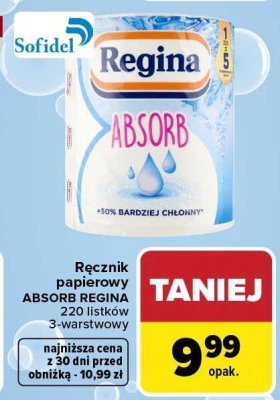 Ręcznik papierowy ABSORB Regina 220 listków 3-warstwowy promocja w Carrefour