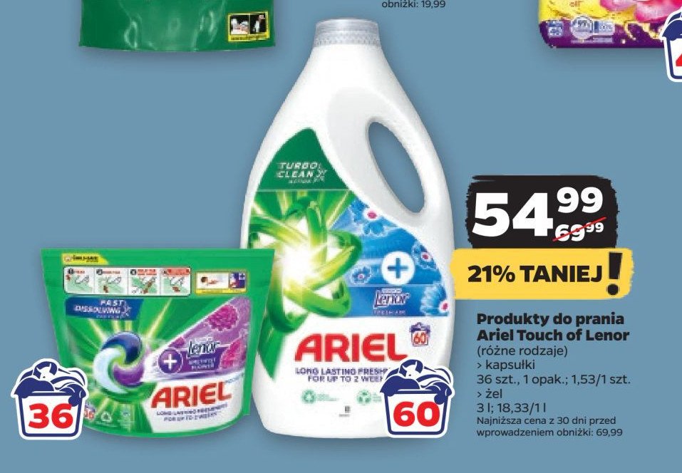 Kapsułki do prania touch of lenor fresh Ariel 3 in 1 promocja