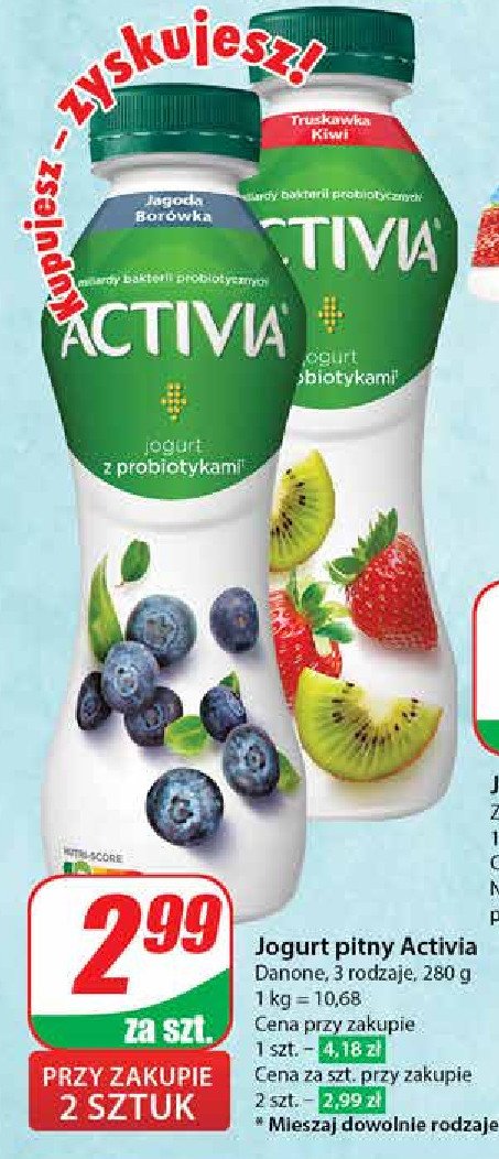 Jogurt truskawka-kiwi Danone activia promocja