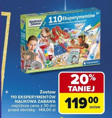 Zestaw 110 EKSPERYMENTÓW NAUKOWA ZABAWA Clementoni promocja w Carrefour Market