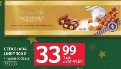 Czekolada Lindt 300 g różne rodzaje promocja w Selgros